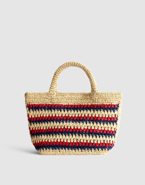 Bohemian Intricate Weave Beige Mini Tote Stylish Commuter Satchel