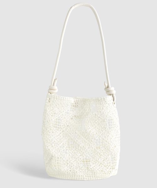 Breathable Open Weave Shoulder Handbag Summer Travel White Tote Good Stylists