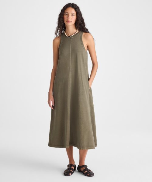 Casual Green Seamed Tank Maxi Dress From Good Stylists