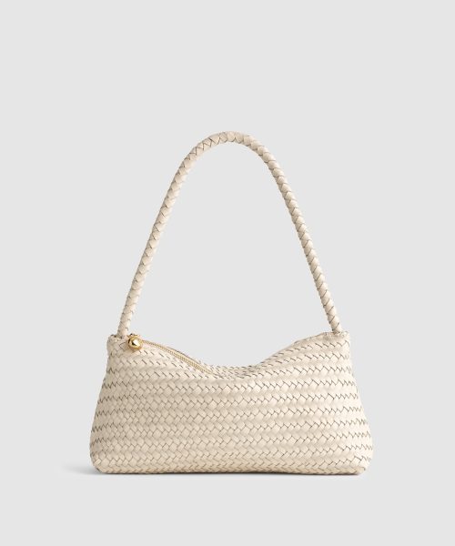 Chic Petite Woven Zip Bag Modern Streetwear White Shoulder Purse Good Stylists