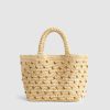 Compact Handwoven Square Beige Tote Cute Vacation Top Handle Bag Good Stylists