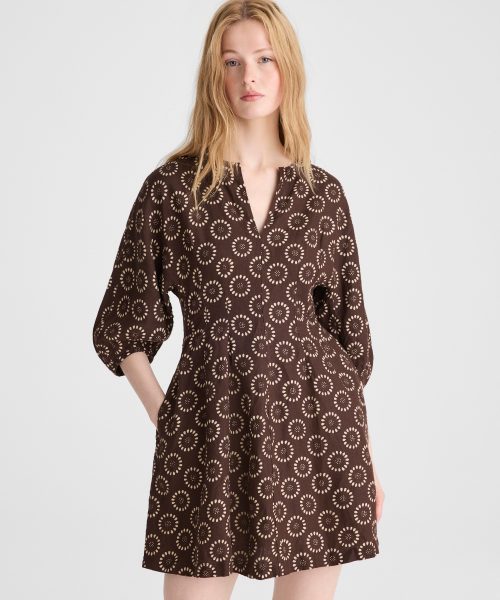 Earthy Brown Splitneck Mini Dress Designed By Good Stylists