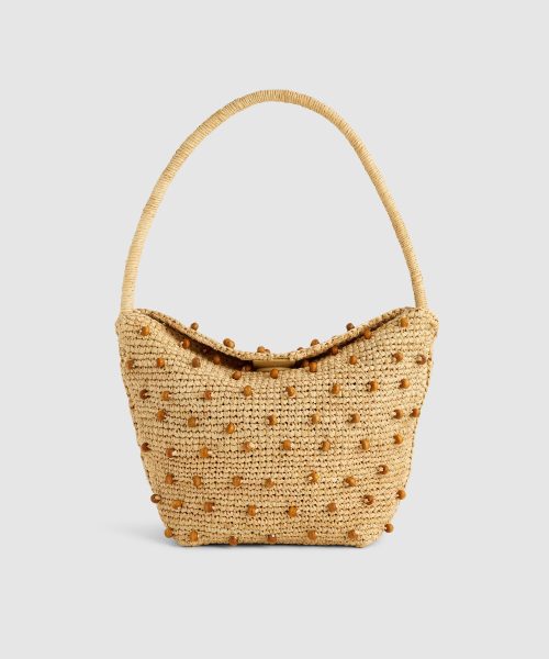 Good Stylists Aesthetic Raffia Shoulder Purse Coastal Style Beige Beach Bag