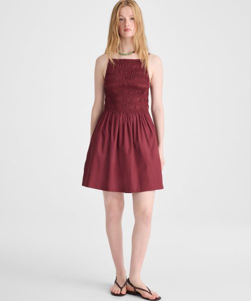 Good Stylists Comfortable Red Smocked High Neck Mini Dress