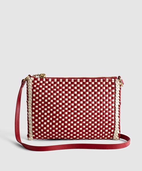Good Stylists Hands Free Travel Wallet Small Woven Red Shoulder Pouch