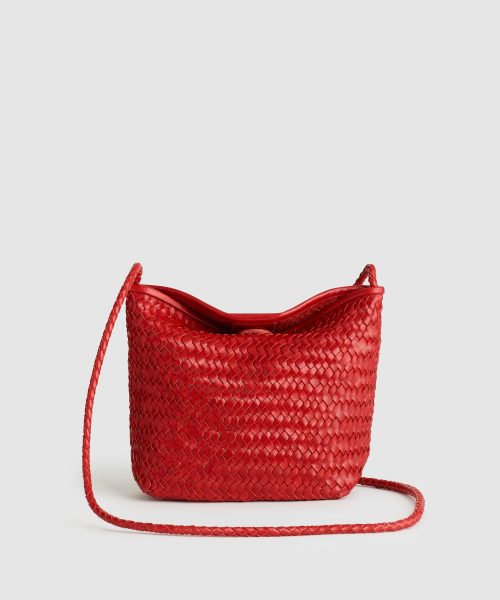 Good Stylists Urban Commuter Red Sling Bag Flexible Woven Messenger Purse